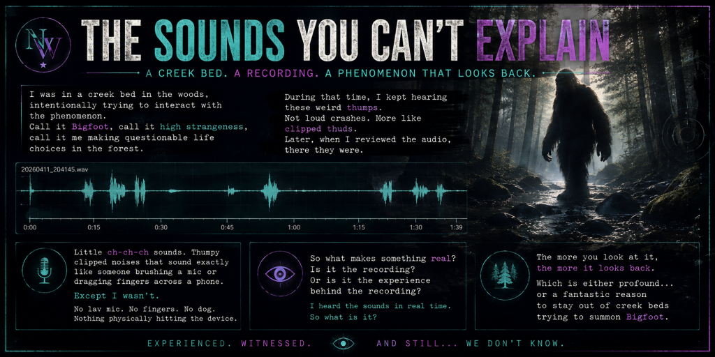 header sounds you can't explain an audio file surrounded by text and bigfoot