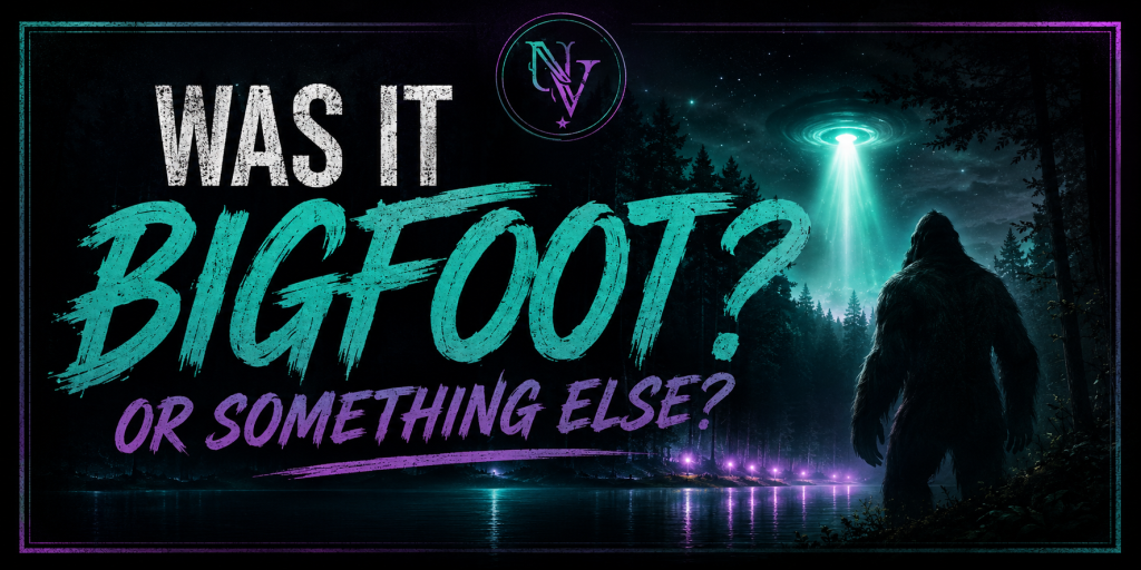 was it bigfoot or something else bigfoot looking over a lake at a ufo in the sky